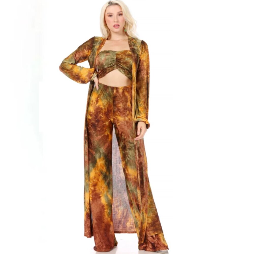 FASHION NOVA TIE DYE 3 PIECE PANT SET